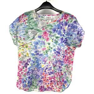 California Connection Inc Watercolor Vintage Top 90s Polyester Size Medium 12/14